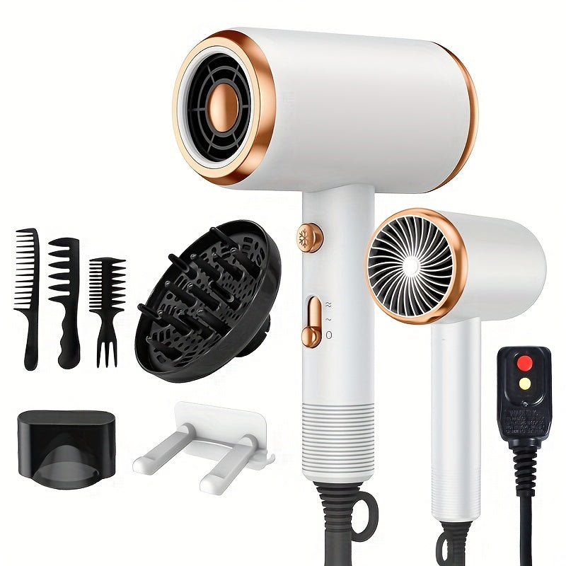 Powerful Ionic Hair Dryer With Diffuser - 2 Speeds, 3 Heating And Cooling Buttons