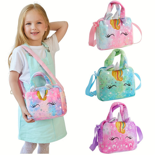 Random Color Girls Cute Unicorn Corduroy Shoulder Bag Crossbody Bag Cute Animal Unicorn Crossbody Purse Tote, Ideal choice for Gifts