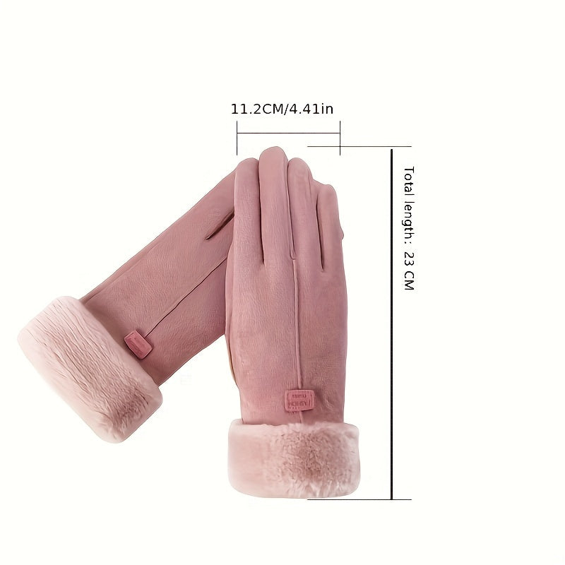 Warm Winter Gloves With Plush Interior, Touch Screen Snow Thickened Cold Weather Sports Gloves, Christmas Gloves, Christmas Gifts