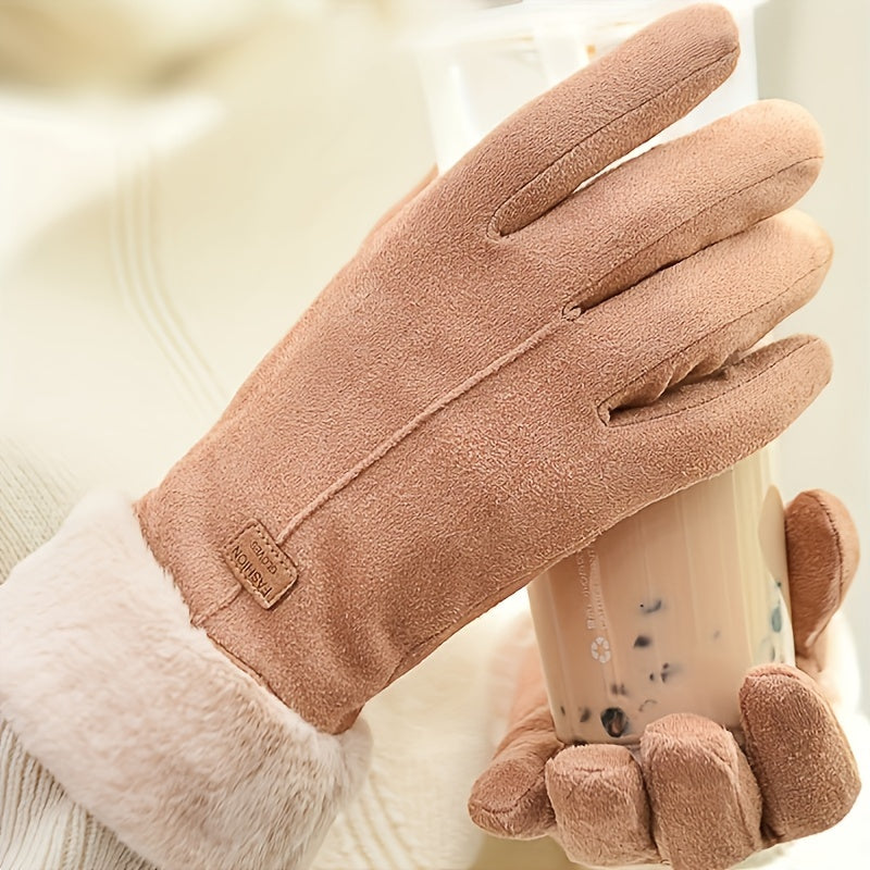 Warm Winter Gloves With Plush Interior, Touch Screen Snow Thickened Cold Weather Sports Gloves, Christmas Gloves, Christmas Gifts