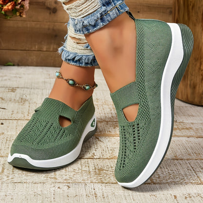 Women's Casual Fashion Sneakers - Solid Color Fabric Upper Low Top Slip-On Walking Shoes with PVC Sole, Comfort All-Season Breathable Plain Toe Design