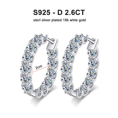 2.6ct D Color Moissanite Earring 925 Sterling Sliver