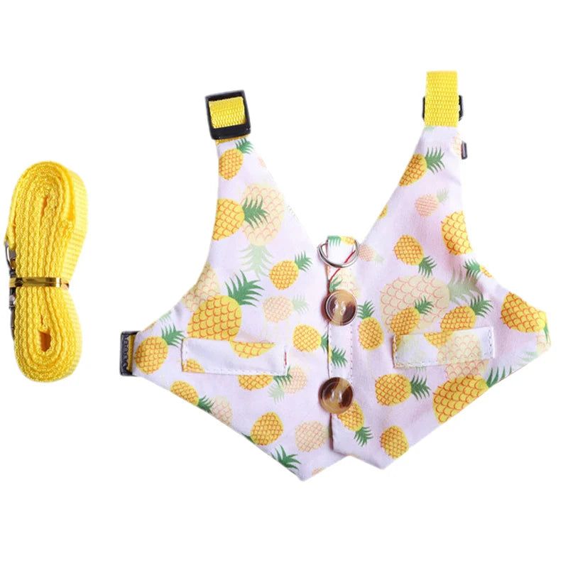 Cute Print Littel Cat Rabbit Harness and Leash Set Outdoor Walking Pet Harnesses for Small Animals Rabbits Teacup Dogs Clothes