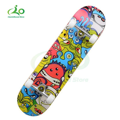 31 Inch Skateboard Complete Longboard Double Foot Skateboard Standard Skateboard for Boys Girls Teenagers Beginners