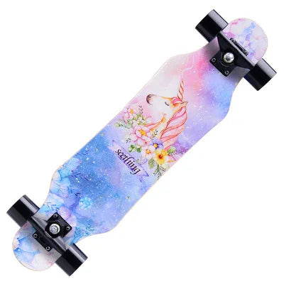 79cm/31" Beginner Skateboard Longboard Maple Flat-Plate Double Rocker Board Steel Bearing PU Wheels Children Adult Skate Board