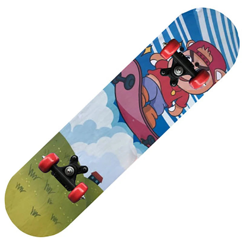 60CM Kids Skateboarding Cartoon Skateboard Dinosaur Spider Longboard Marple Double Rocker For Child Skate Board Childern