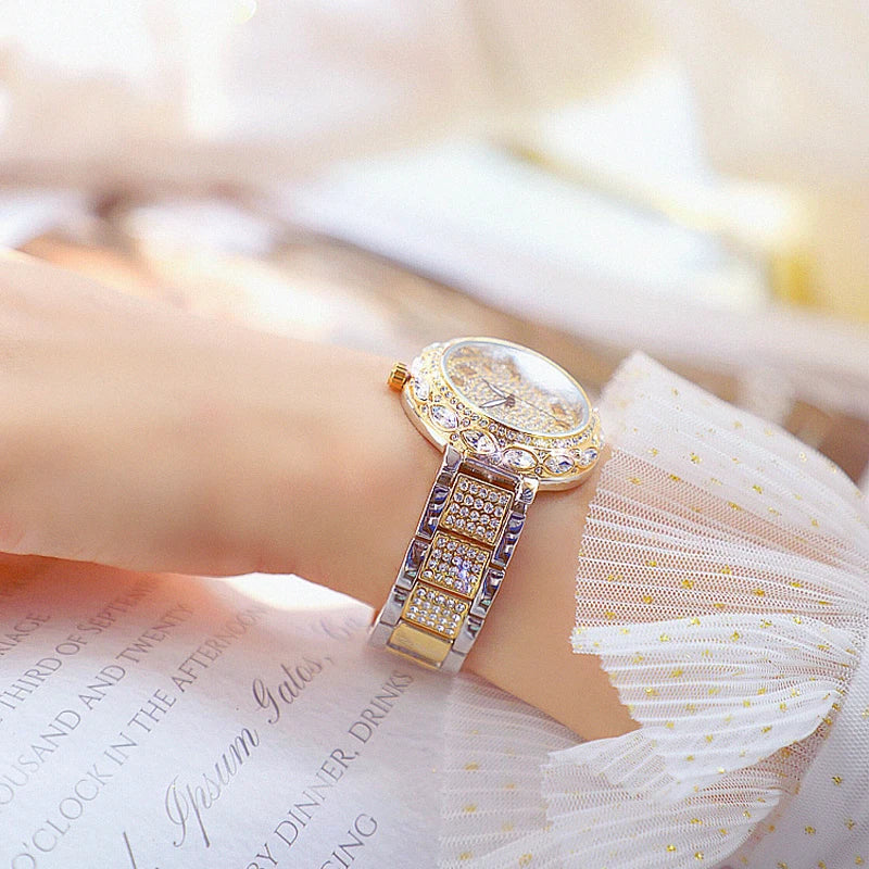 Rhinestone Women Watches Stainless Steel Crystal Ladies Quartz Watch Women Dress Clock Dropshiping montre femme