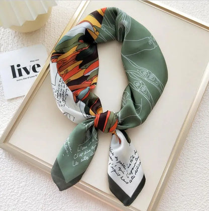 2021 Creative Print Shawls Square Silk Scarf Women Hairband New Small Neckerchief Foulard Female Summer Bufanda Lady Wraps