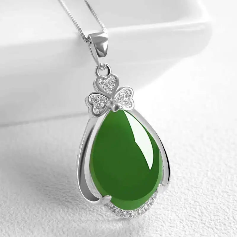 S925 Sterling Silver Necklace Pure Natural Emerald Pendant for Women 100% 925 Jewelry Bizuteria Green Emerald Gemstone Pendant