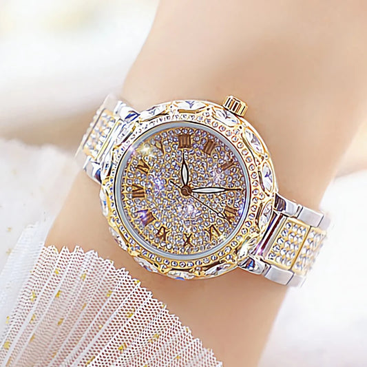 Fashion Rhinestone Women Bracelet Watches Stainless Steel Crystal Ladies Quartz Watch Women Dress Clock Dropshiping montre femme