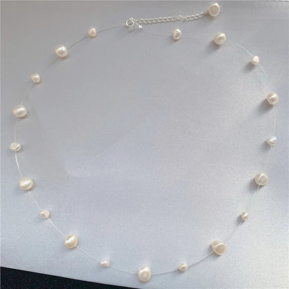 Fashion Baroque Freshwater Pearl Choker Necklace S925 Sterling Silver Necklace Jewelry For Women Gifts