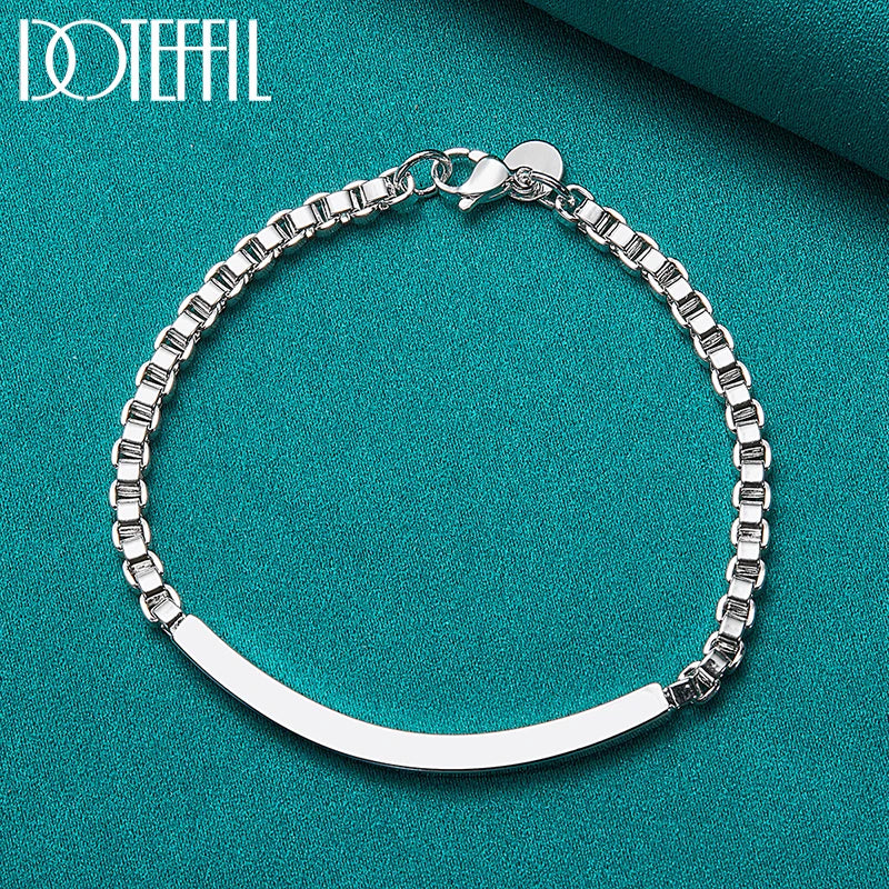 DOTEFFIL 925 Sterling Silver/24K Gold 4mm Box Chain Bracelet