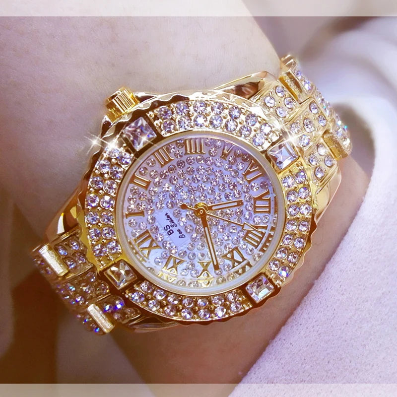 Women Watches 2024 Gold Ladies Wrist Watches Luxury Brand Top Rhinestone Women's Bracelet Watches Female Clock Relogio Feminino