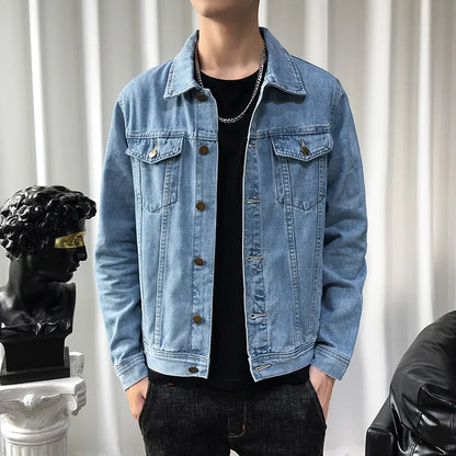 Men Denim Jackets Casual Solid Color