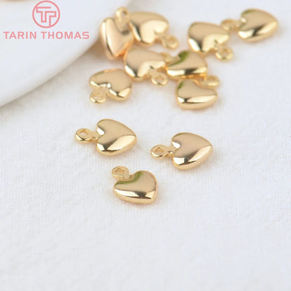 20PCS Gold Color Plated Brass Heart