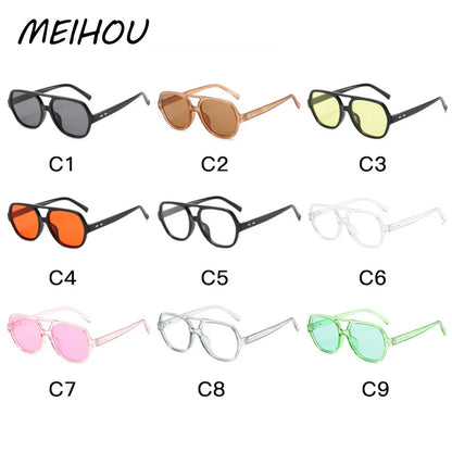 Vintage Men Sunglasses Classic Brand Designer Fashion Double Bridges Female Sunglasses Male Retro popular ins shades