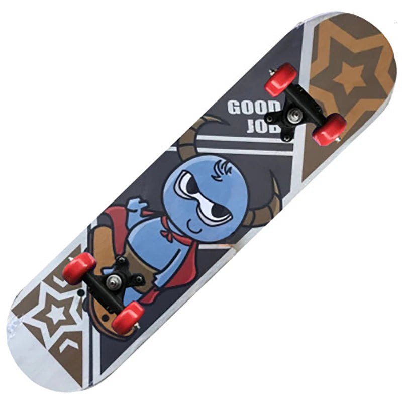 60CM Kids Skateboarding Cartoon Skateboard Dinosaur Spider Longboard Marple Double Rocker For Child Skate Board Childern