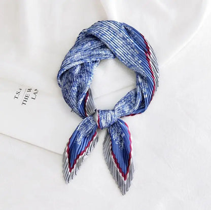 2021 Summer Multifunction New Cashew Printed Decorated Scarf for Women Small Pleated Neck Scarf Crinkle Pattern Silk Headwear