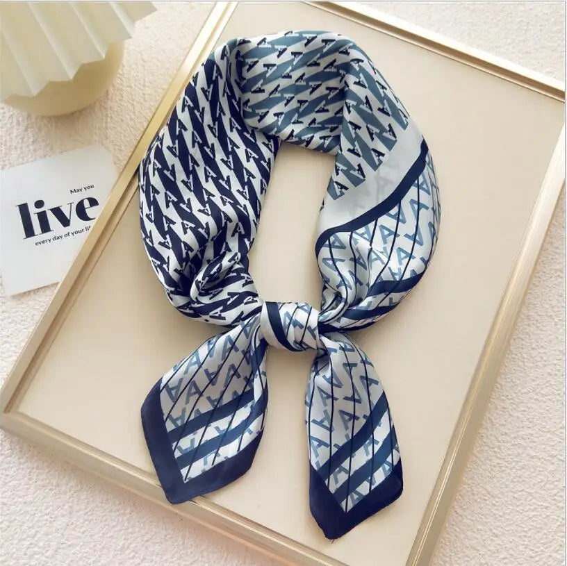 70cm New Letters Printed Square Scarf Women Bandana Hairband Lady Head Wraps Female Multifunction Shawl Fashion Neckerchief 2021