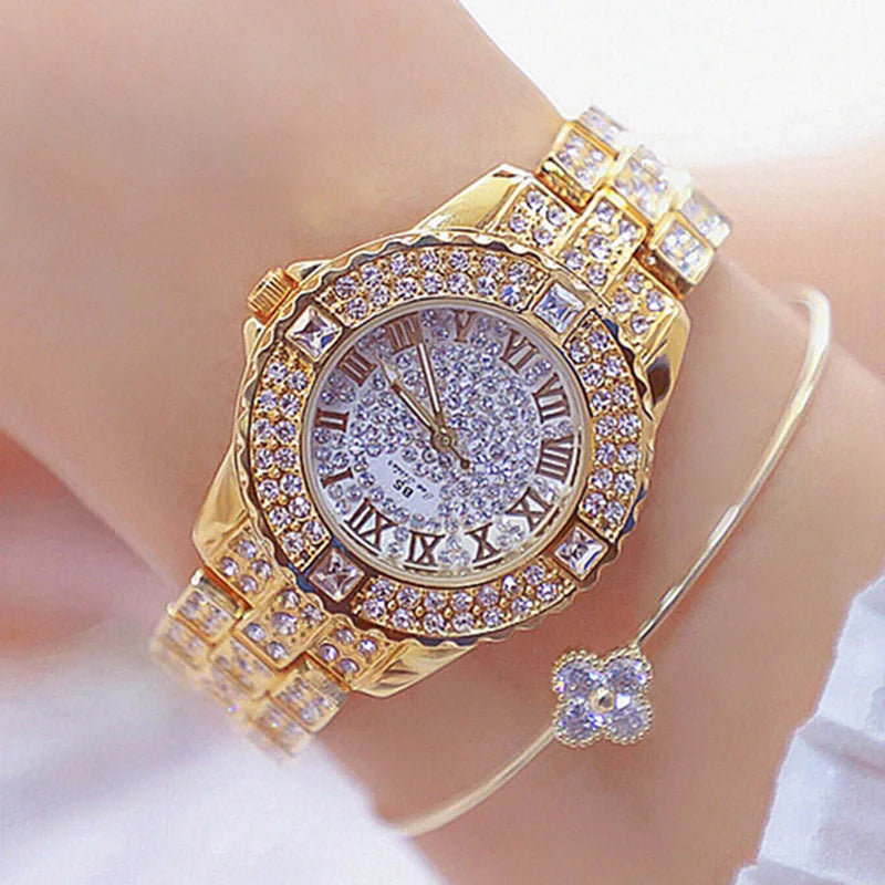 Women Watches 2024 Gold Ladies Wrist Watches Luxury Brand Top Rhinestone Women's Bracelet Watches Female Clock Relogio Feminino