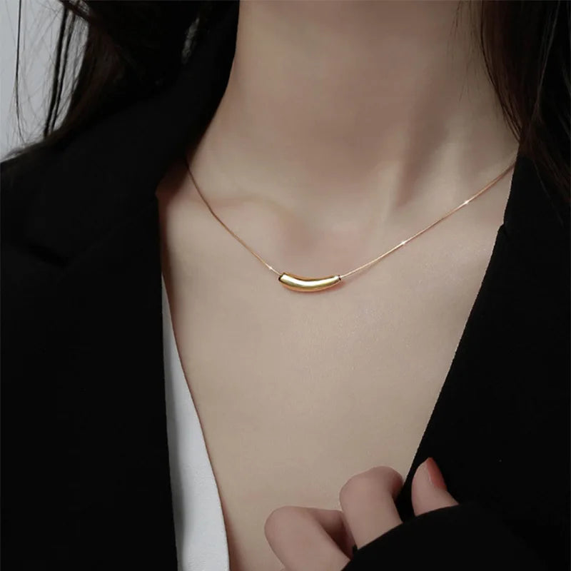 316L Stainless Steel Fashion Fine Jewelry Casual Minimalism Curve Charms Snake Bone Chain Choker Necklaces Pendants For Women