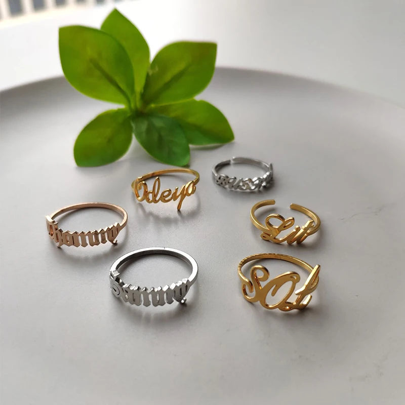 Custom Old English Name Ring Custom Ring Stainless Steel Letter Rings For Women Best Friends Wedding Band Handmade Jewels