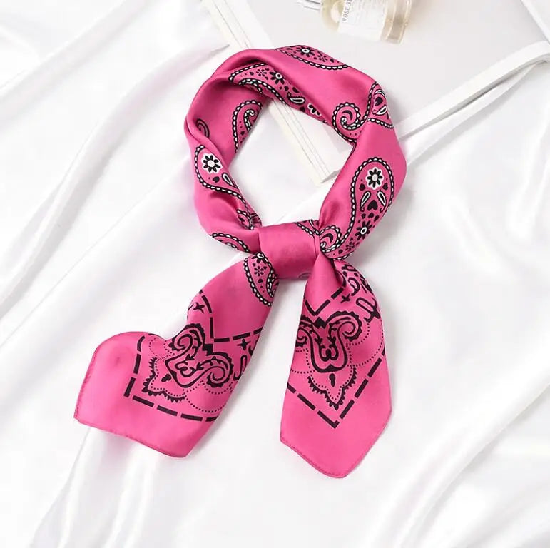 yishine New 70x70cm Casual Cashew Printed Satin Silk Scarf Female Women Fashion Style Head-Neck Soft Scarf for Girls