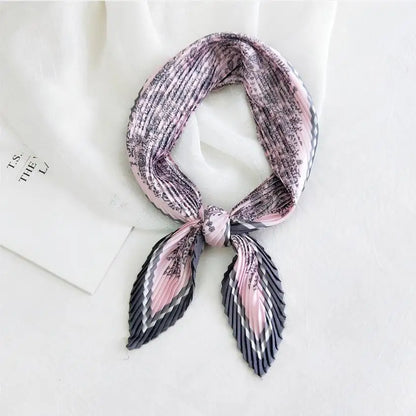 2021 Summer Multifunction New Cashew Printed Decorated Scarf for Women Small Pleated Neck Scarf Crinkle Pattern Silk Headwear