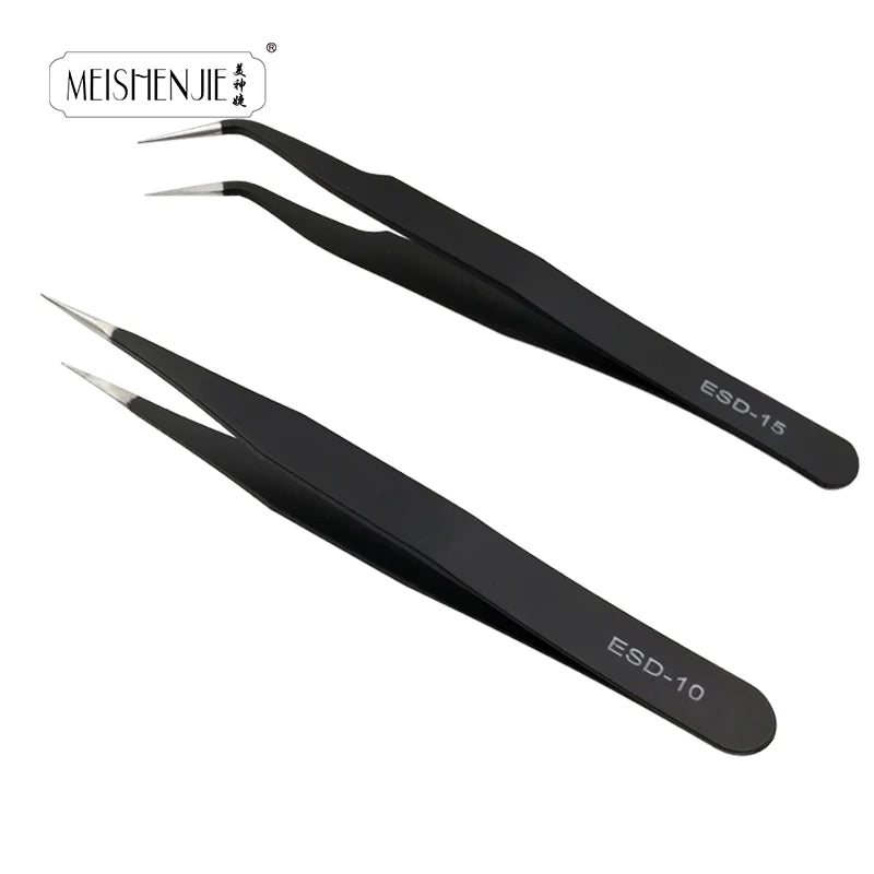 MEISHENJIE 1PC Stainless Steel Curved Straight Eyebrow False Eyelash Tweezers Nail Art Extension Makeup Tool Eeyelashes Tweezers