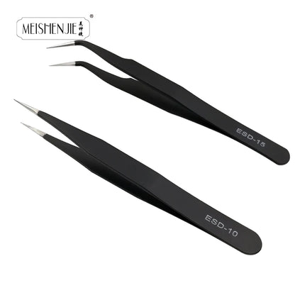 MEISHENJIE 1PC Stainless Steel Curved Straight Eyebrow False Eyelash Tweezers Nail Art Extension Makeup Tool Eeyelashes Tweezers