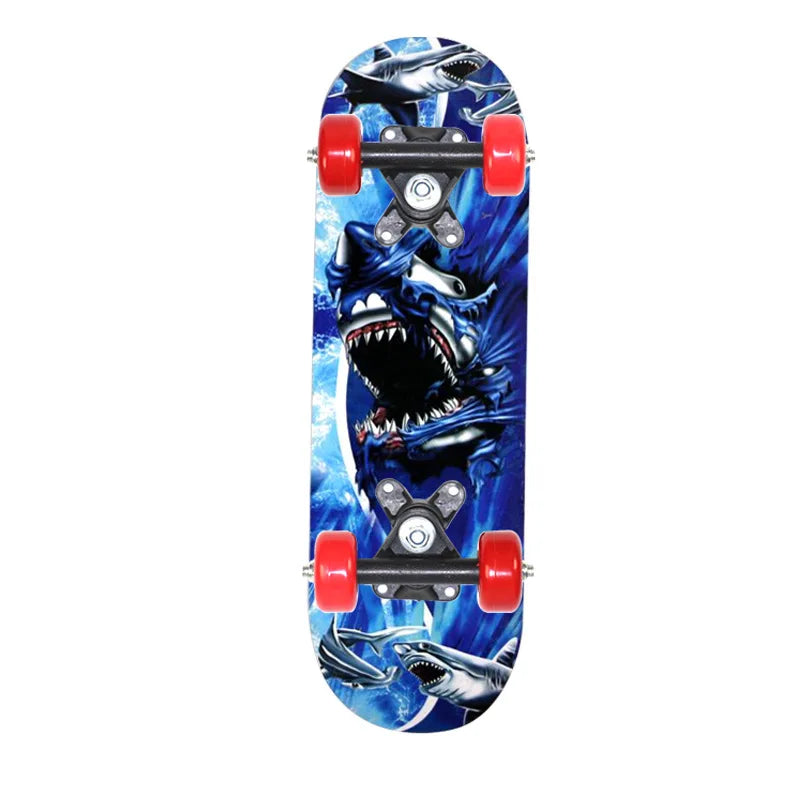 Children Skateboard Four Wheel Skate Board Kid Scooter Longboard Pulley Wheel Double Rocker Maple Skateboard Alloy Roller Board