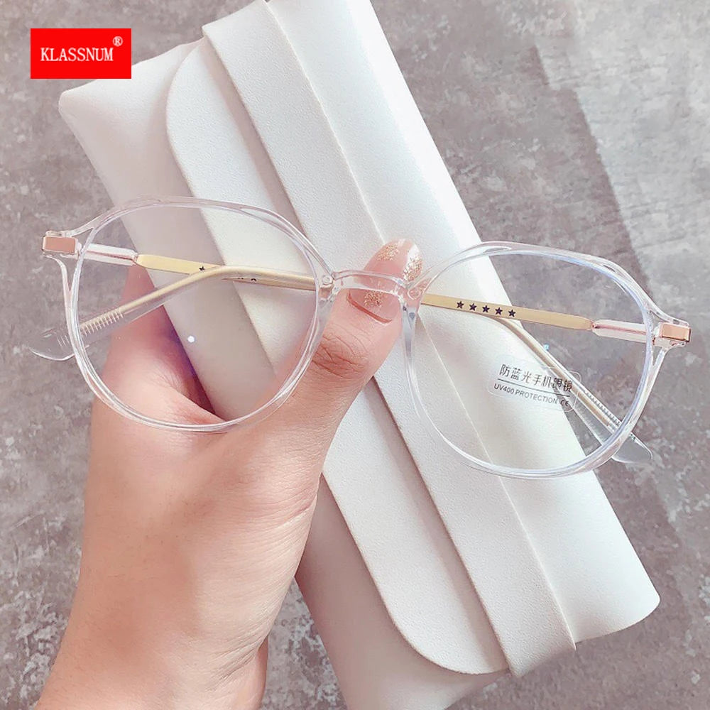 Fashion Anti Blue Light Blocking Eyewear Women Luxury Brand Design Acetate Round Optical Frame Computer Glasses Female Goggles