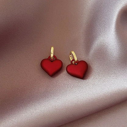 Red Heart Pendant Ear Button