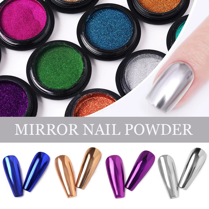 1Box Nail Mirror Glitter Powder Metallic Colorful Dust