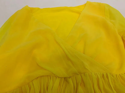 Sexy Yellow Plus Size Women Loose Long Dresses Pleated Plain Dinner Evening Party Vintage Female 2019 Autumn Maxi Dress 4XL 5XL