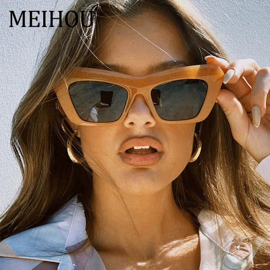 Orange Women's Sunglasses New Fashion Cat Eye Brand Designer Sunglasses Female High Quality Big Vintage Sun Glasses Lady oculos