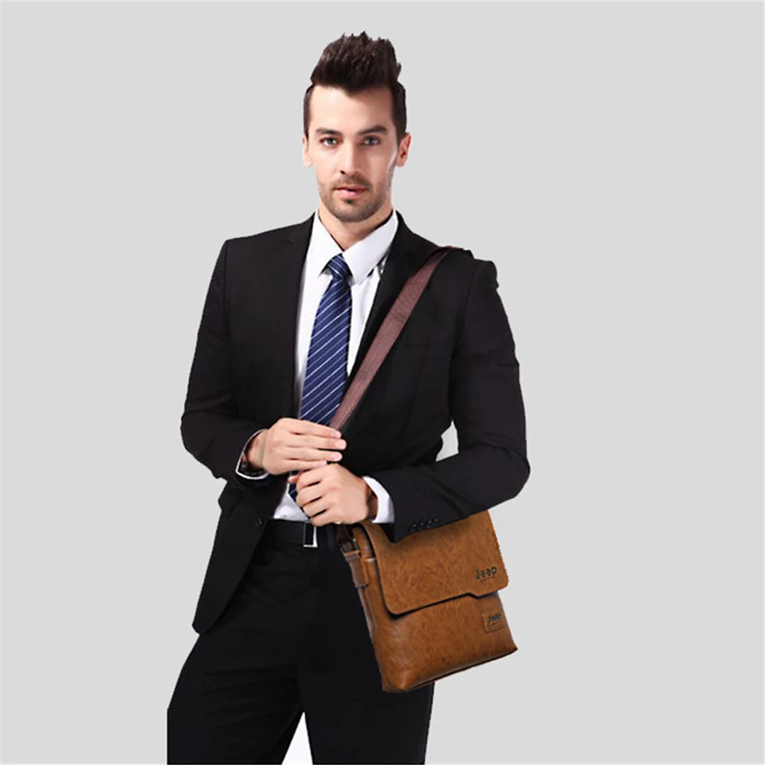 JEEP BULUO Man's Bag 2PC/Set Men Leather Messenger Shoulder Bags Business Crossbody Casual Bags Famous Brand Male Drop Shipping