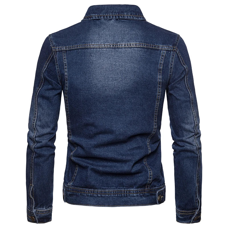 Men Denim Jackets Casual Solid Color