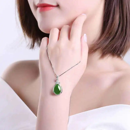 S925 Sterling Silver Necklace Pure Natural Emerald Pendant for Women 100% 925 Jewelry Bizuteria Green Emerald Gemstone Pendant