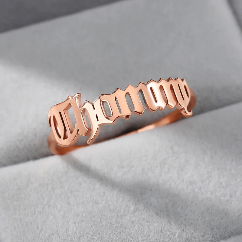 Custom Old English Name Ring Custom Ring Stainless Steel Letter Rings For Women Best Friends Wedding Band Handmade Jewels