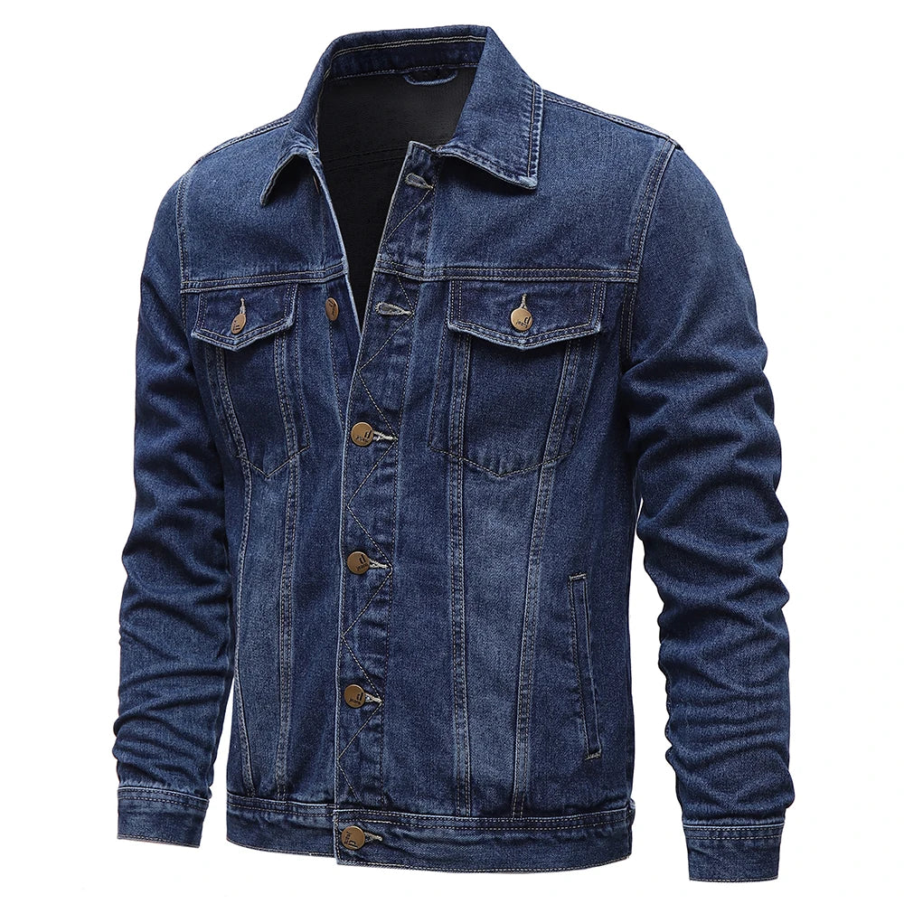 Men Denim Jackets Casual Solid Color