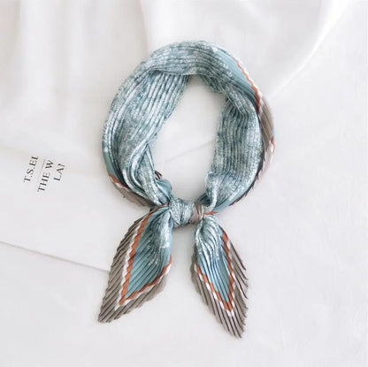 2021 Summer Multifunction New Cashew Printed Decorated Scarf for Women Small Pleated Neck Scarf Crinkle Pattern Silk Headwear