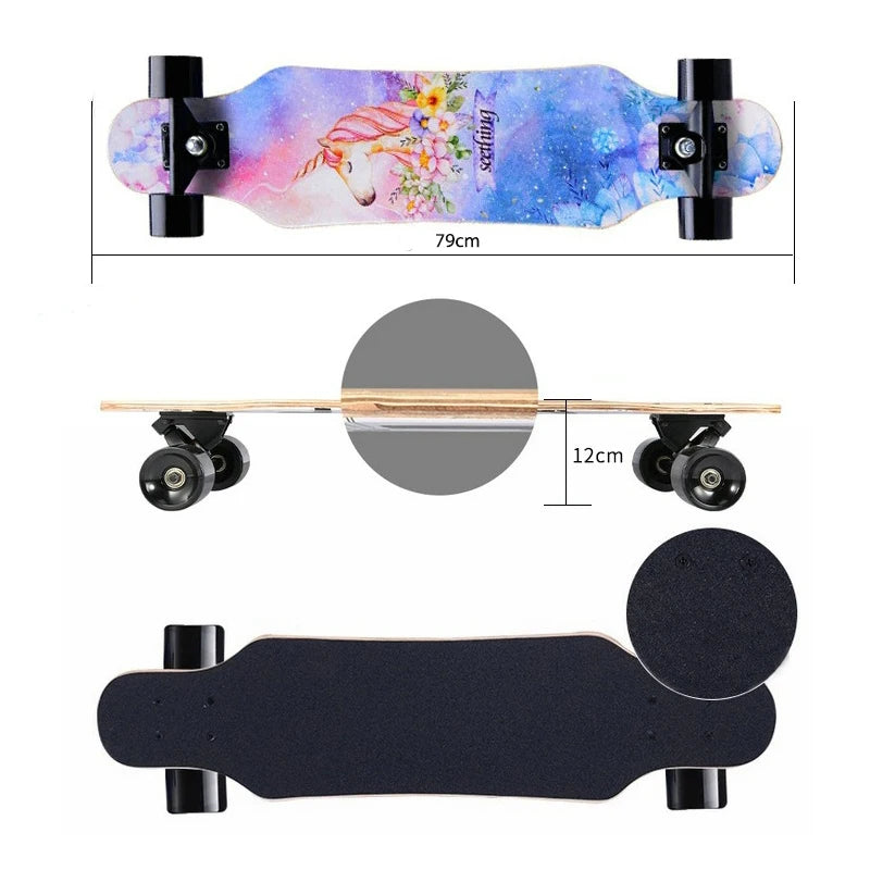 79cm/31" Beginner Skateboard Longboard Maple Flat-Plate Double Rocker Board Steel Bearing PU Wheels Children Adult Skate Board