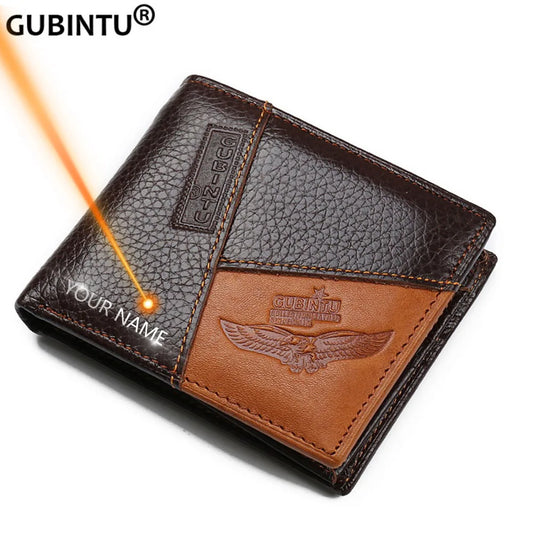 Genuine Leather Men Wallets Coin Pocket Zipper