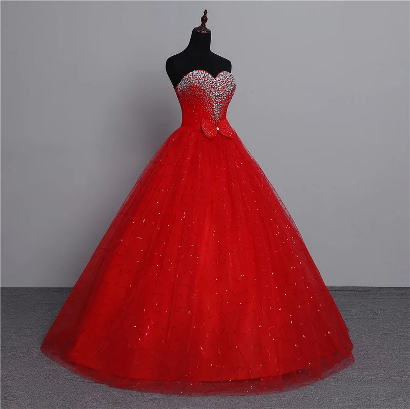 2-28w Real Photo 2021 Fashion Classic Vintage Lace Red Wedding Dresses Plus Size Ball Gown Robe de Mariee Cheap With Crystal Bow