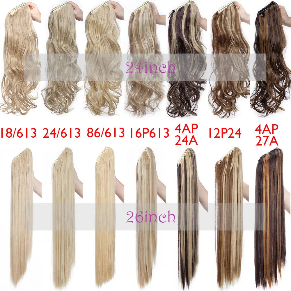 HAIRRO Claw Clip On Ponytail Hair Extension Synthetic Ponytail Extension Hair For Women Pony Tail Hairpiece Curly Style