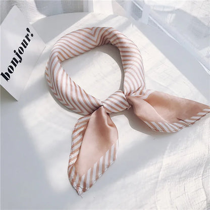 yishine New Silk Scarf 70*70 New Fashion Abstract Stripes Prints Women Shawl Satin Small Squares Head Bag Decorative Scarves