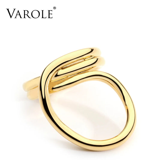 VAROLE New Korean Simple Style Twisted Lines Gold Color Rings for Women Fashion Jewelry Wholesale