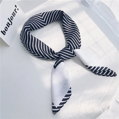 yishine New Silk Scarf 70*70 New Fashion Abstract Stripes Prints Women Shawl Satin Small Squares Head Bag Decorative Scarves