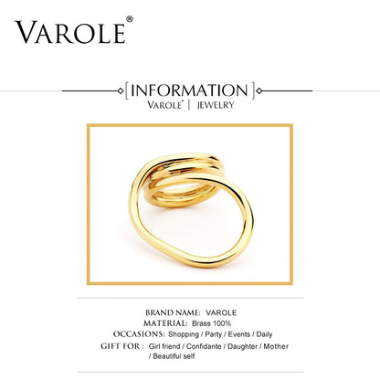 VAROLE New Korean Simple Style Twisted Lines Gold Color Rings for Women Fashion Jewelry Wholesale